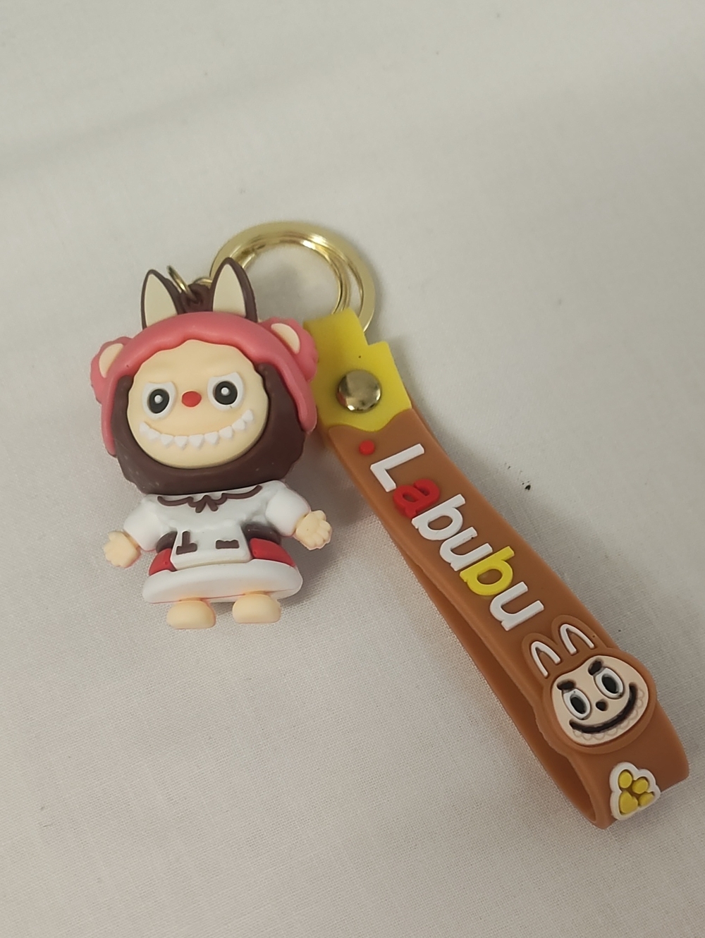 Labubu Brown & Pink Character Keychain with Strap